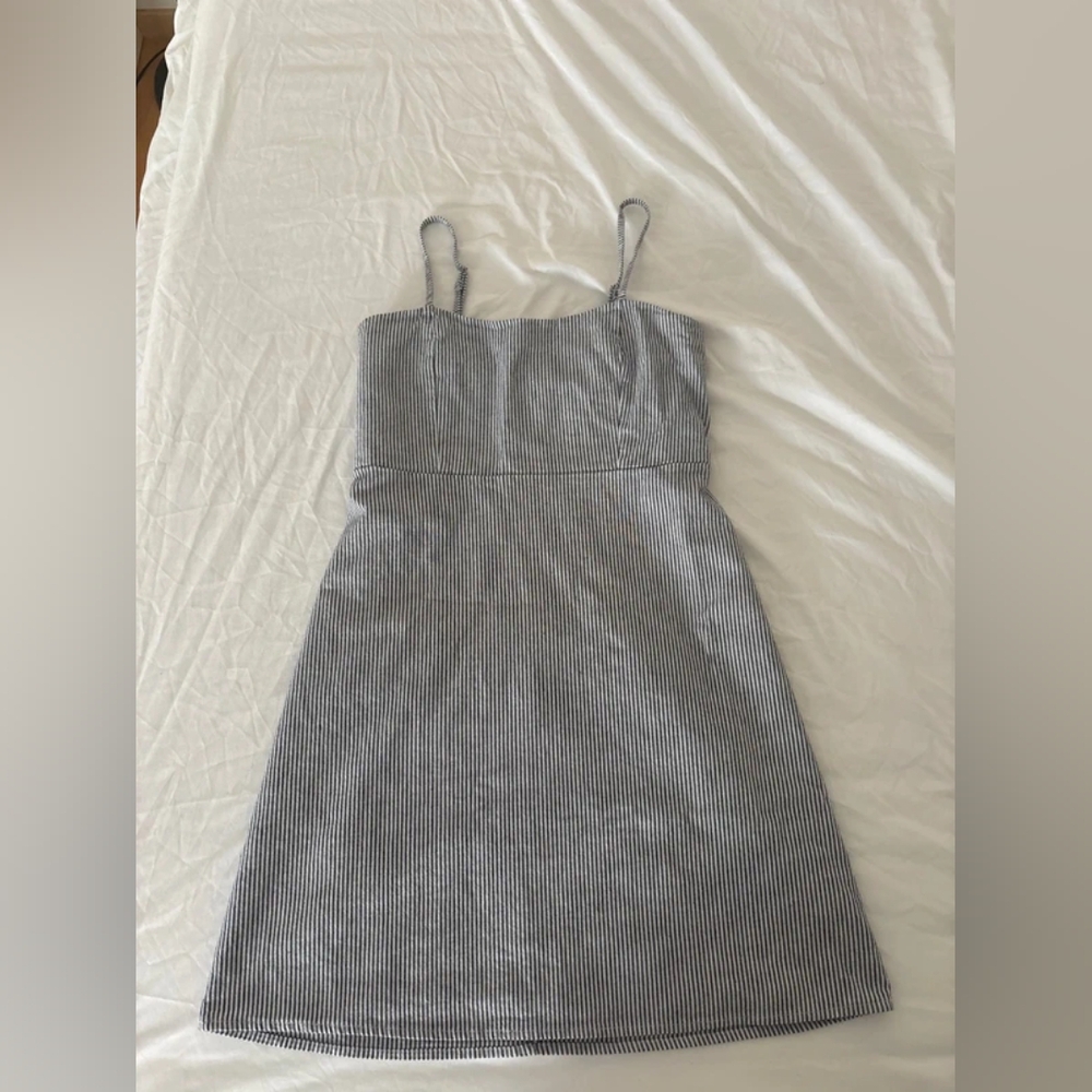Striped Gray Sleeveless Dress